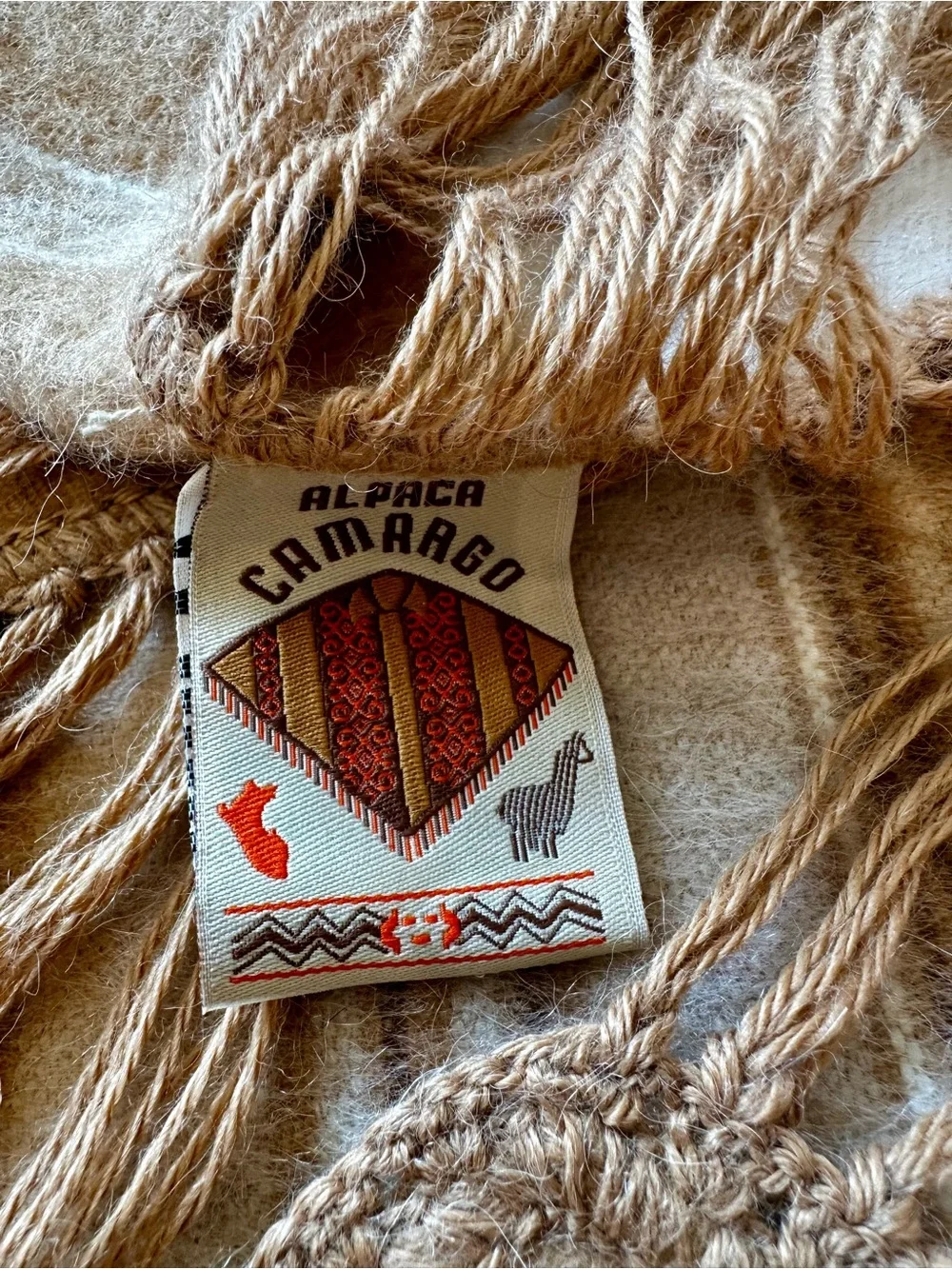 Vintage Alpaca Camargo Peru Poncho Cape + Scarf